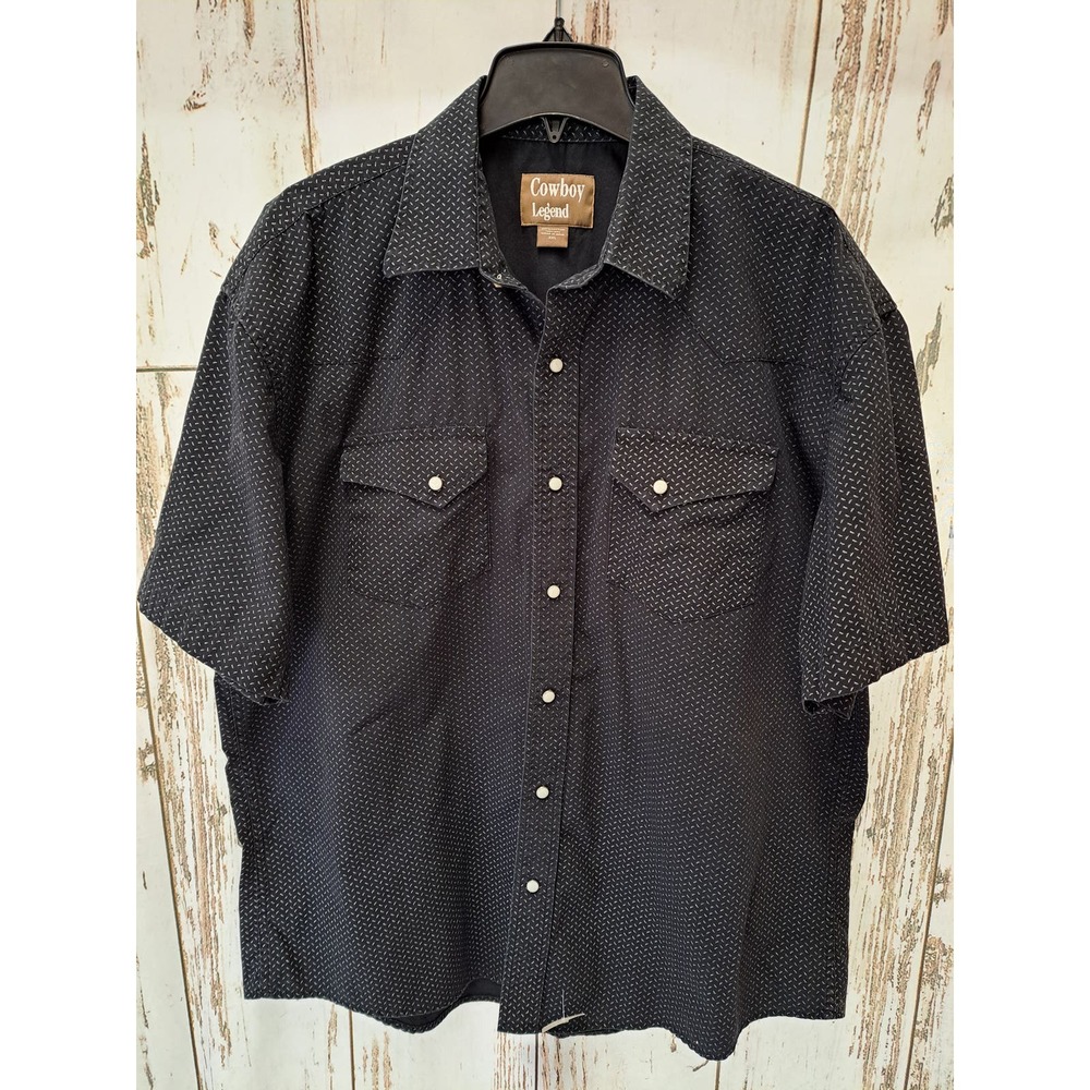 Cowboy Legend Men's Button-Up Short-Sleeve Shirt Black XXL